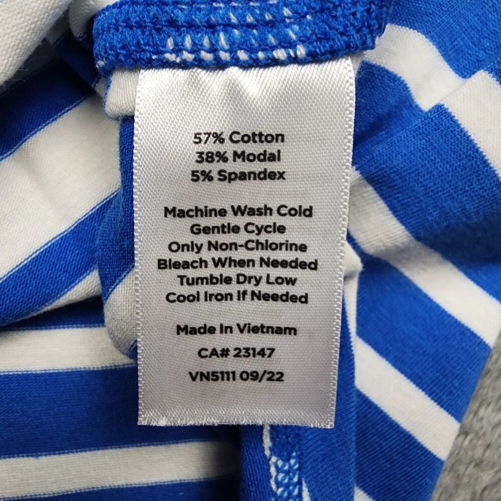 T by Talbots Womens S Blue White Stripe Top NWT Cotton Blend Short Sleeve Tee - Picture 6 of 9